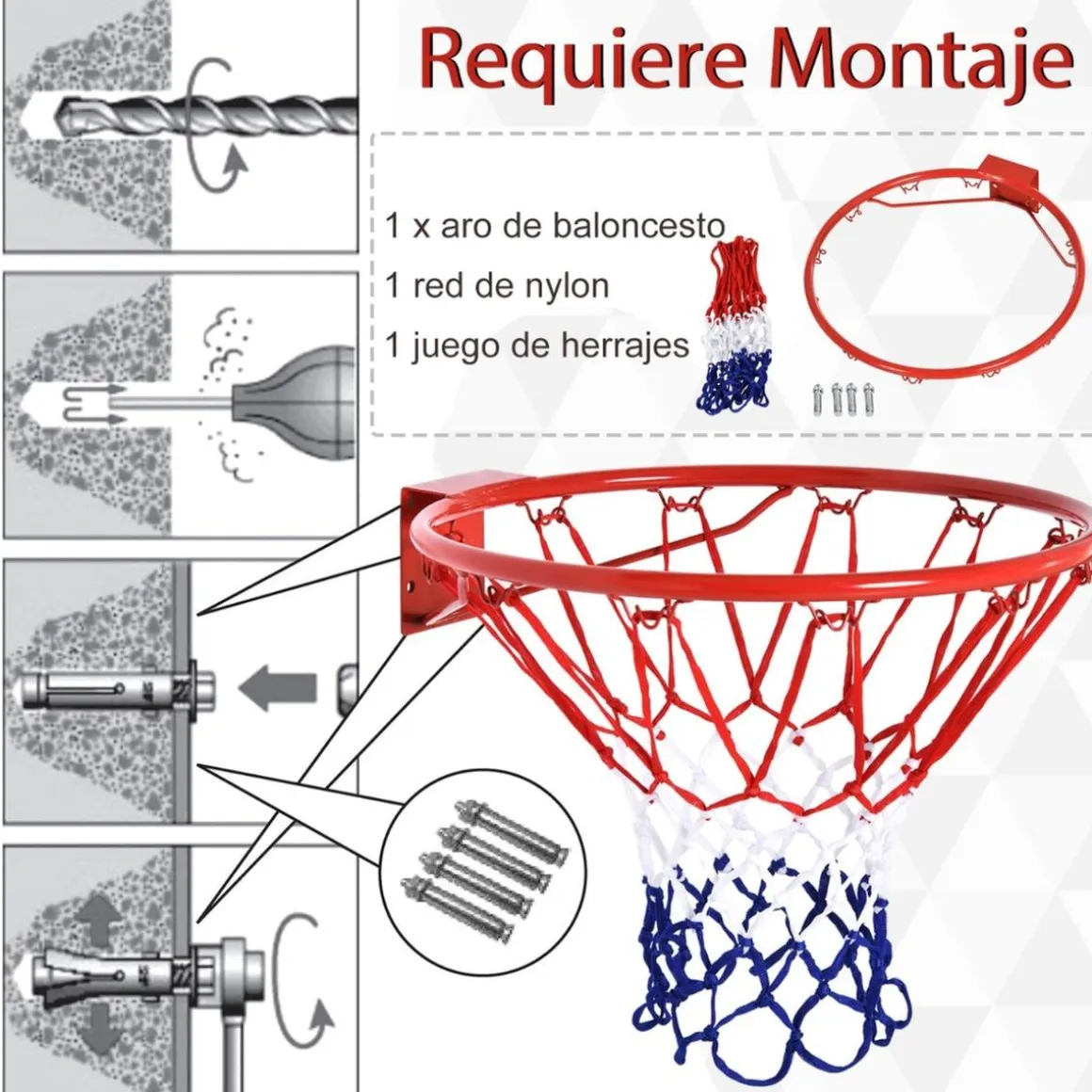 Homcom - Canasta de baloncesto para colgar Ø46