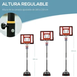 Homcom - Canasta de baloncesto de pie ajustable de 295-261 cm