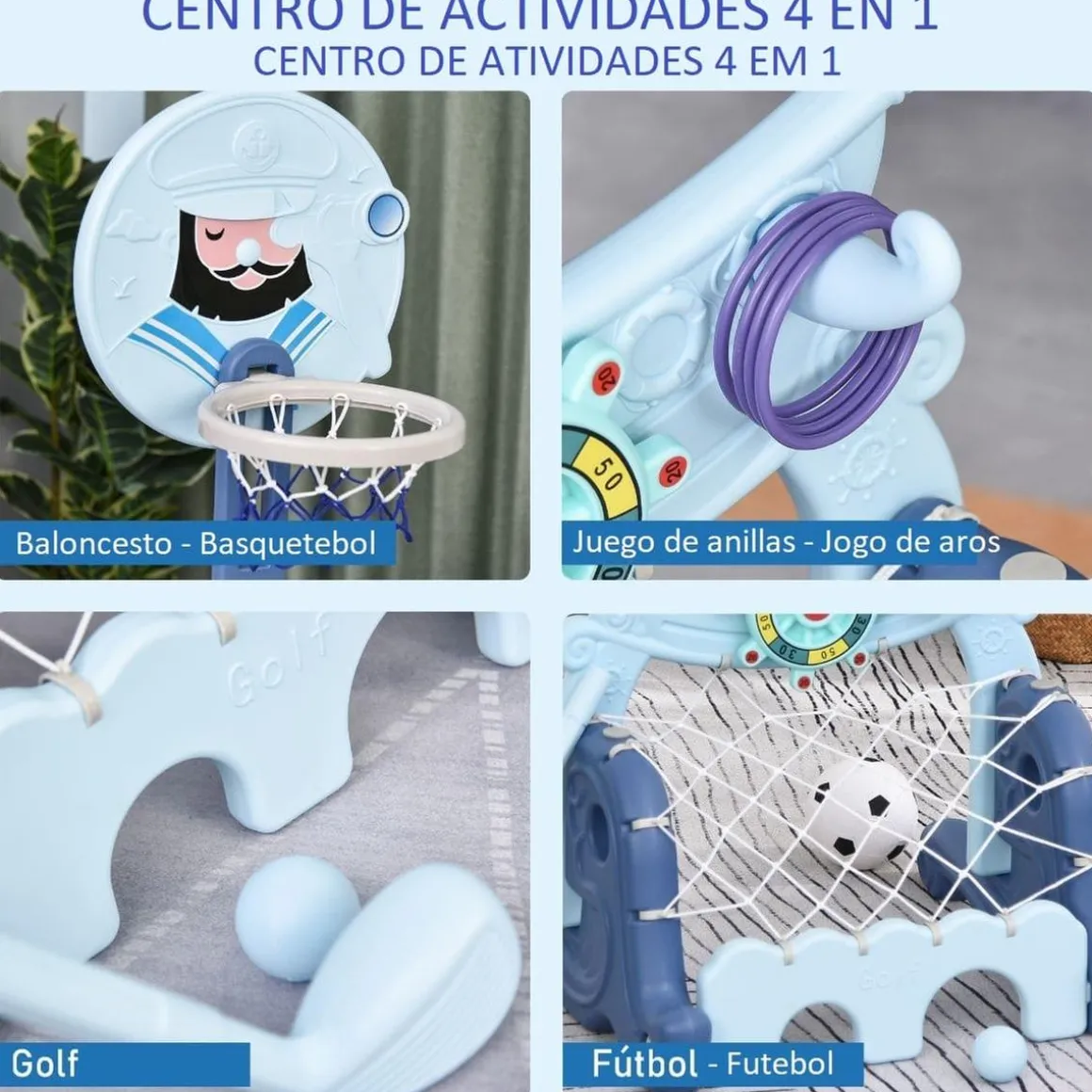 Homcom - Canasta de baloncesto 4 en 1