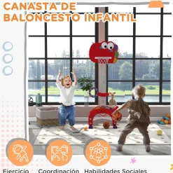 Homcom - Canasta de baloncesto infantil Rojo