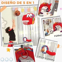 Homcom - Canasta de baloncesto infantil Rojo