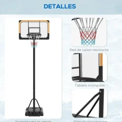 Homcom - Canasta de baloncesto acero Negro