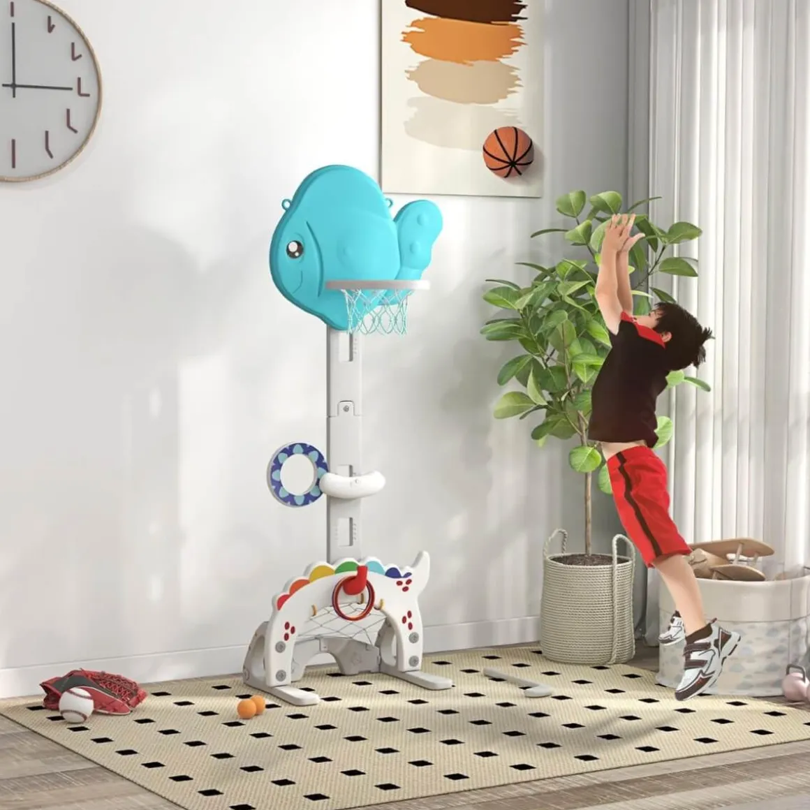 Homcom - Canasta infantil baloncesto para interior