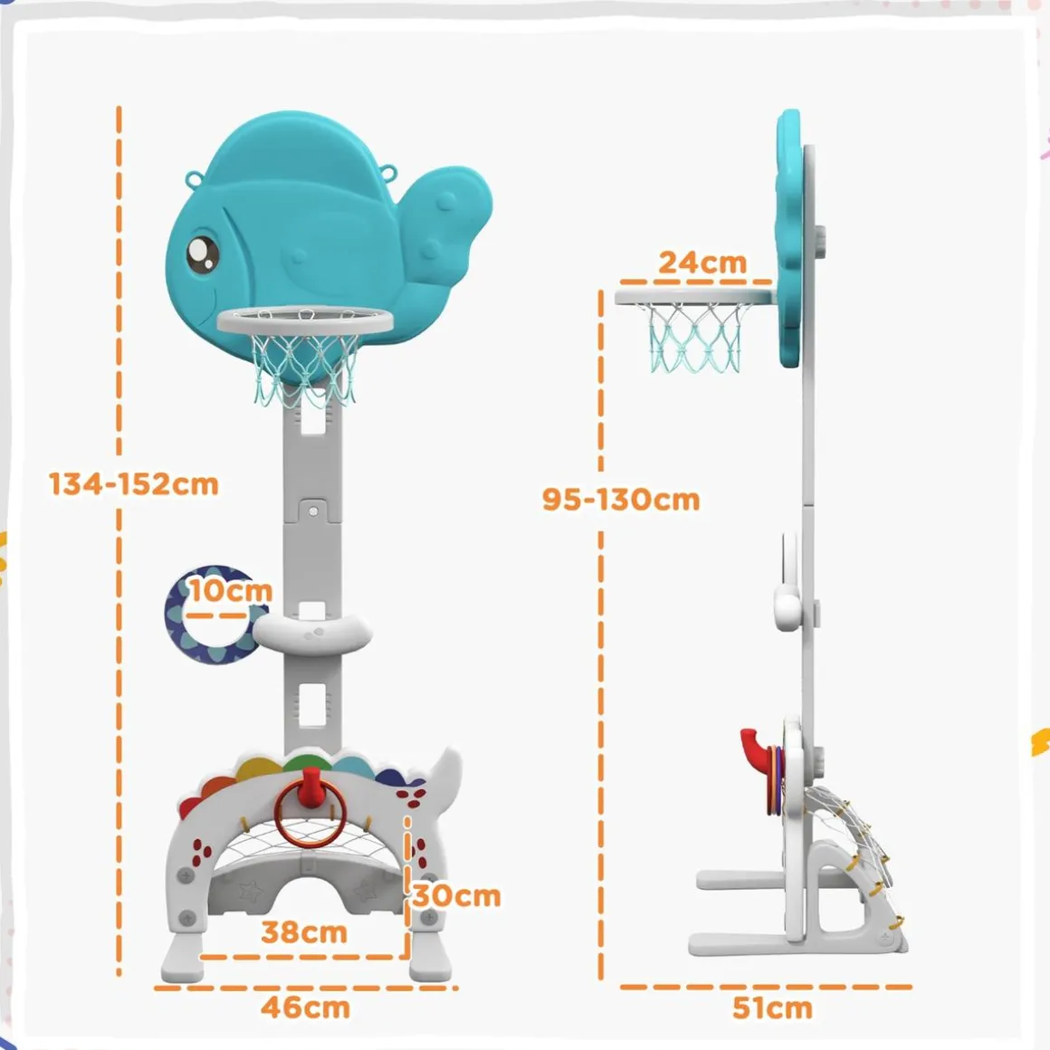 Homcom - Canasta infantil baloncesto para interior