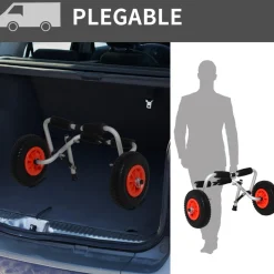 Homcom - Carro para transporte Kayak plegable