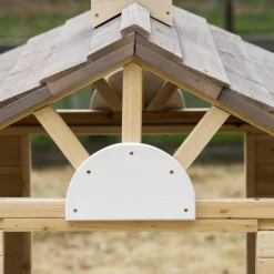 Homcom - Casita de jardín de madera con maceteros y banquito