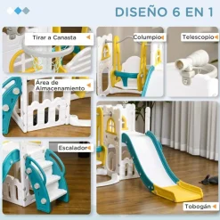 Homcom - Castillo juegos 6 en 1 para interior