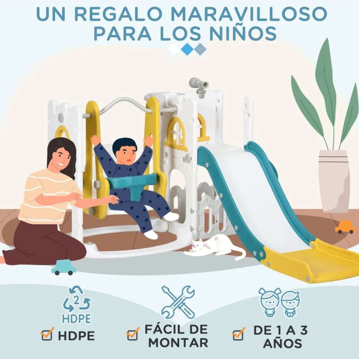 Homcom - Castillo juegos 6 en 1 para interior