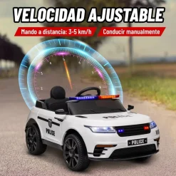 Homcom - Coche de policía eléctrico Blanco