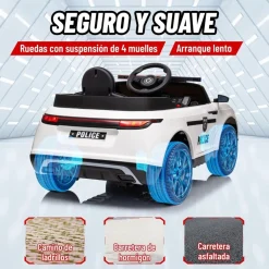 Homcom - Coche de policía eléctrico Blanco