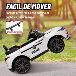 Homcom - Coche de policía eléctrico Blanco