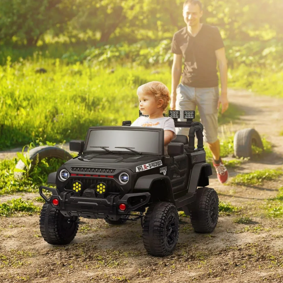 Homcom - Coche eléctrico batería 12 V con mando a distancia Negro