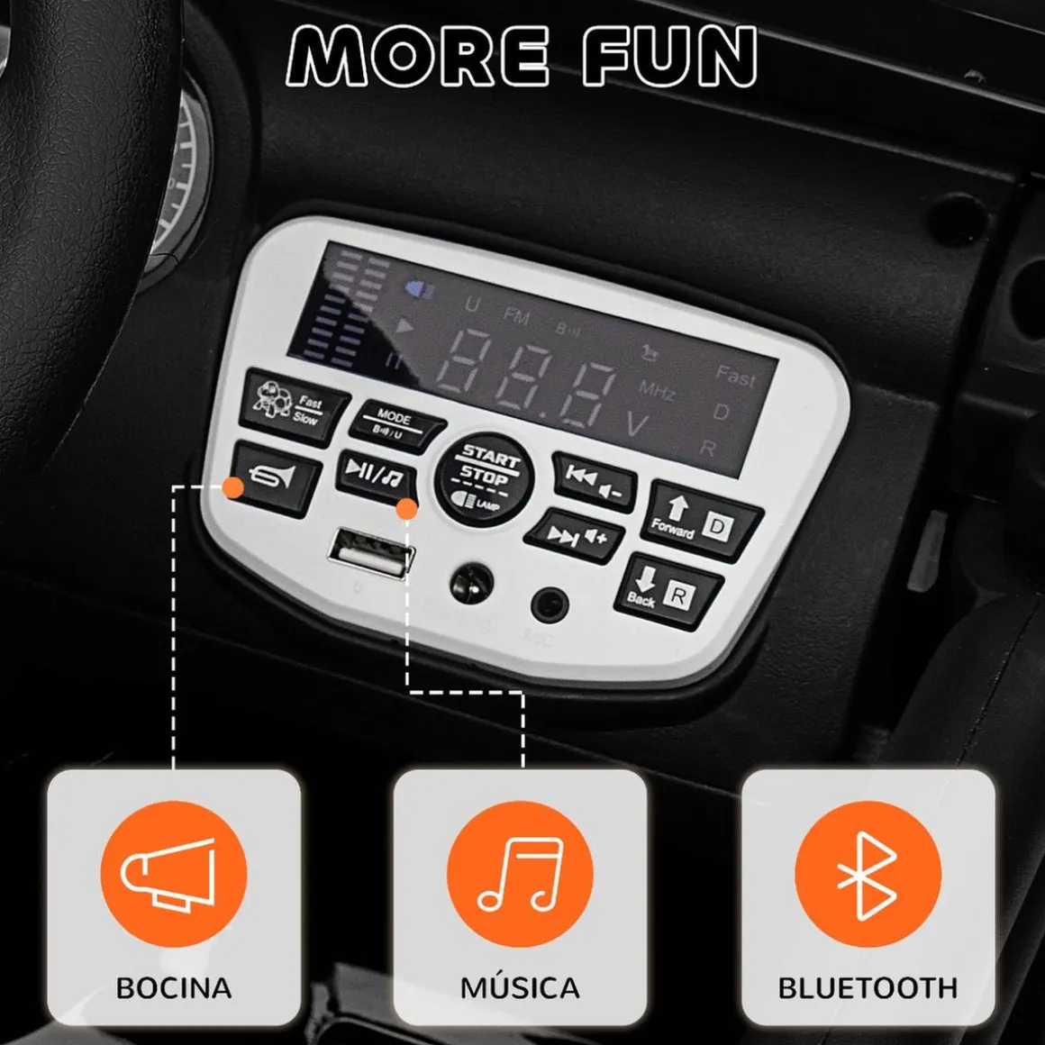 Homcom - Coche eléctrico batería 12 V con mando a distancia Negro