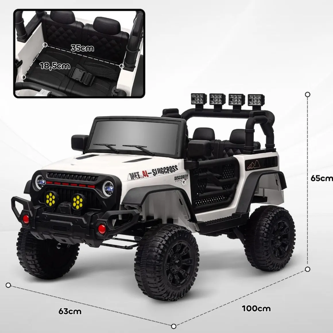 Homcom - Coche eléctrico batería 12 V con mando a distancia Blanco