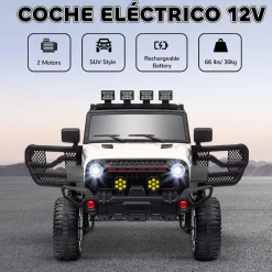Homcom - Coche eléctrico batería 12 V con mando a distancia Blanco
