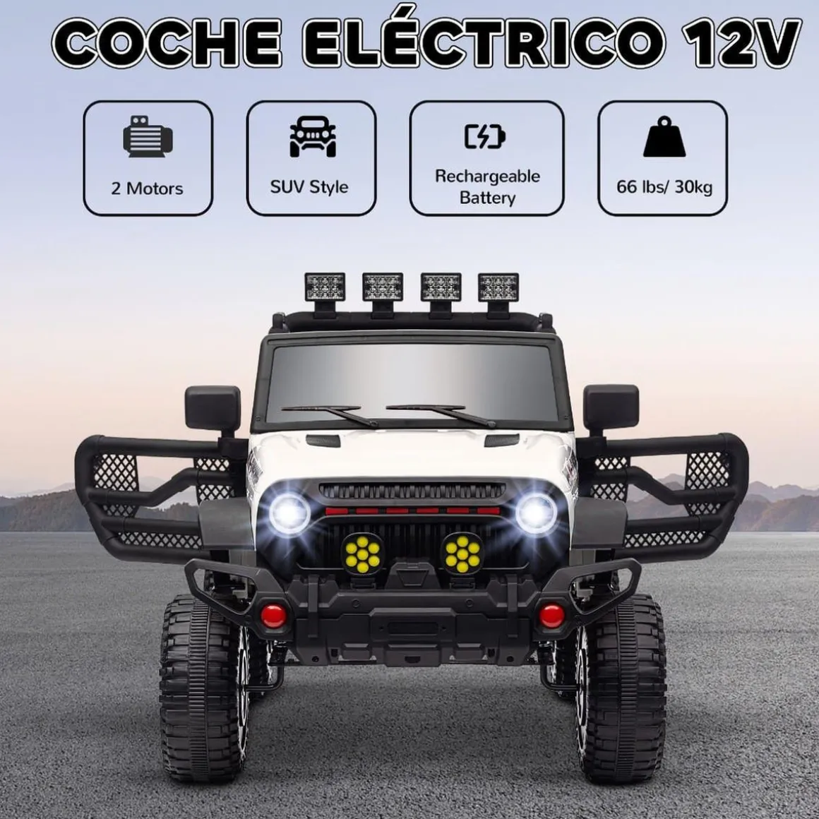 Homcom - Coche eléctrico batería 12 V con mando a distancia Blanco
