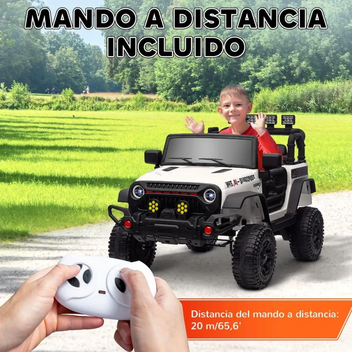 Homcom - Coche eléctrico batería 12 V con mando a distancia Blanco