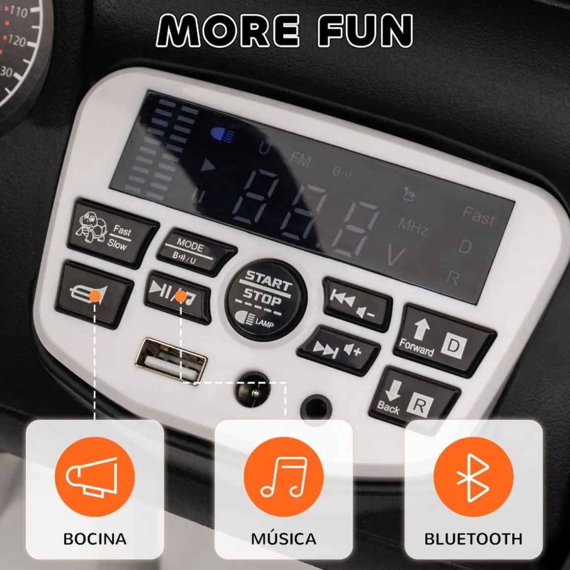 Homcom - Coche eléctrico batería 12 V con mando a distancia Blanco