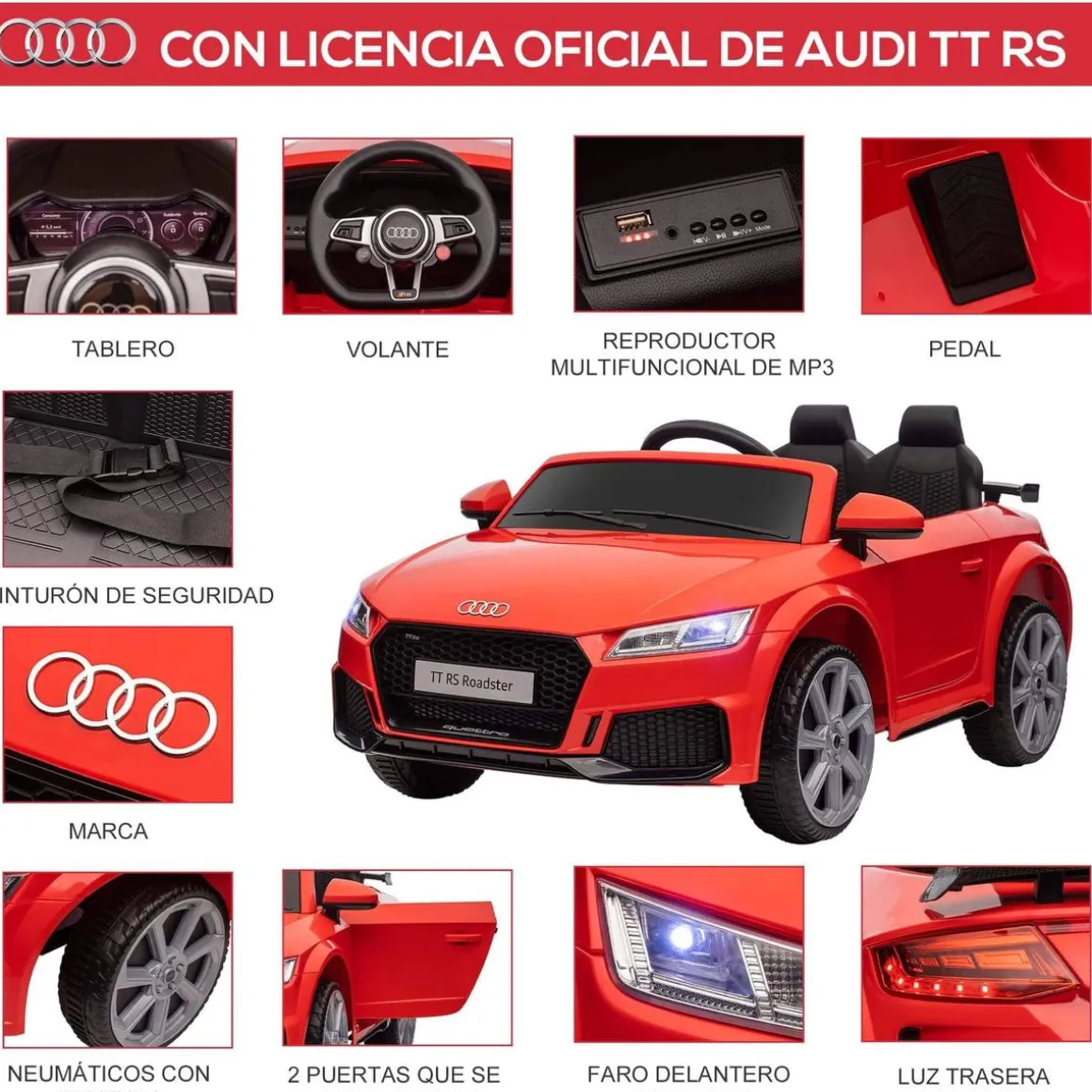 Homcom - Coche Eléctrico Infantil Audi TT HomCom