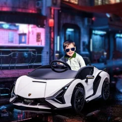Homcom - Coche eléctrico Lamborghini blanco
