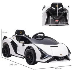 Homcom - Coche eléctrico Lamborghini blanco