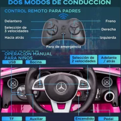 Homcom - Coche eléctrico Mercedes rosa
