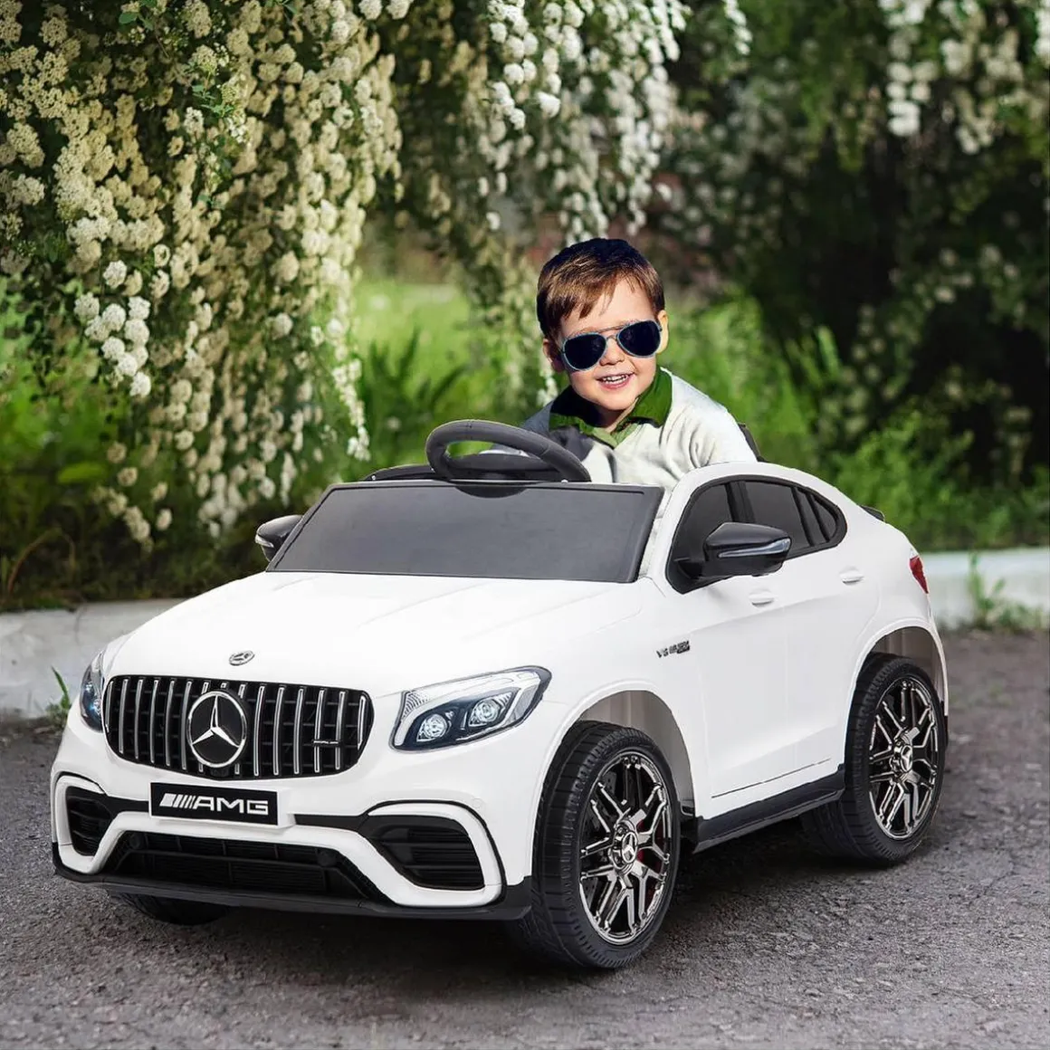 Homcom - Coche infantil eléctrico - Mercedes Benz AMG blanco