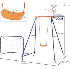 Homcom - Columpio infantil con portería y canasta