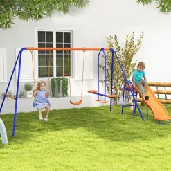 Homcom - Columpio infantil triple con tobogán