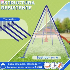 Homcom - Columpio infantil triple con tobogán