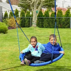 Homcom - Columpio Nido Infantil Azul y Negro HomCom