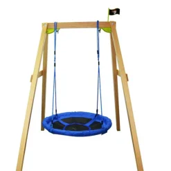 Homcom - Columpio Nido Infantil Azul y Negro HomCom