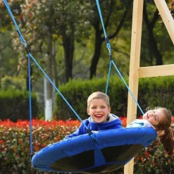 Homcom - Columpio Nido Infantil Azul y Negro HomCom