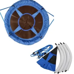 Homcom - Columpio Nido Infantil Azul y Negro HomCom