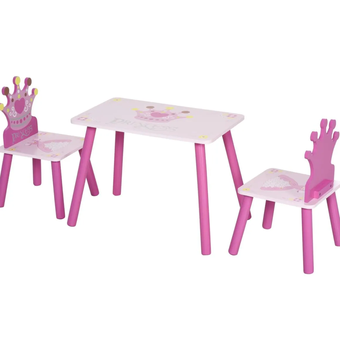 Homcom - Conjunto Mesa + 2 Sillas infantiles Madera Princess