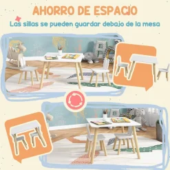 Homcom - Conjunto Mesa + 2 sillas Madera