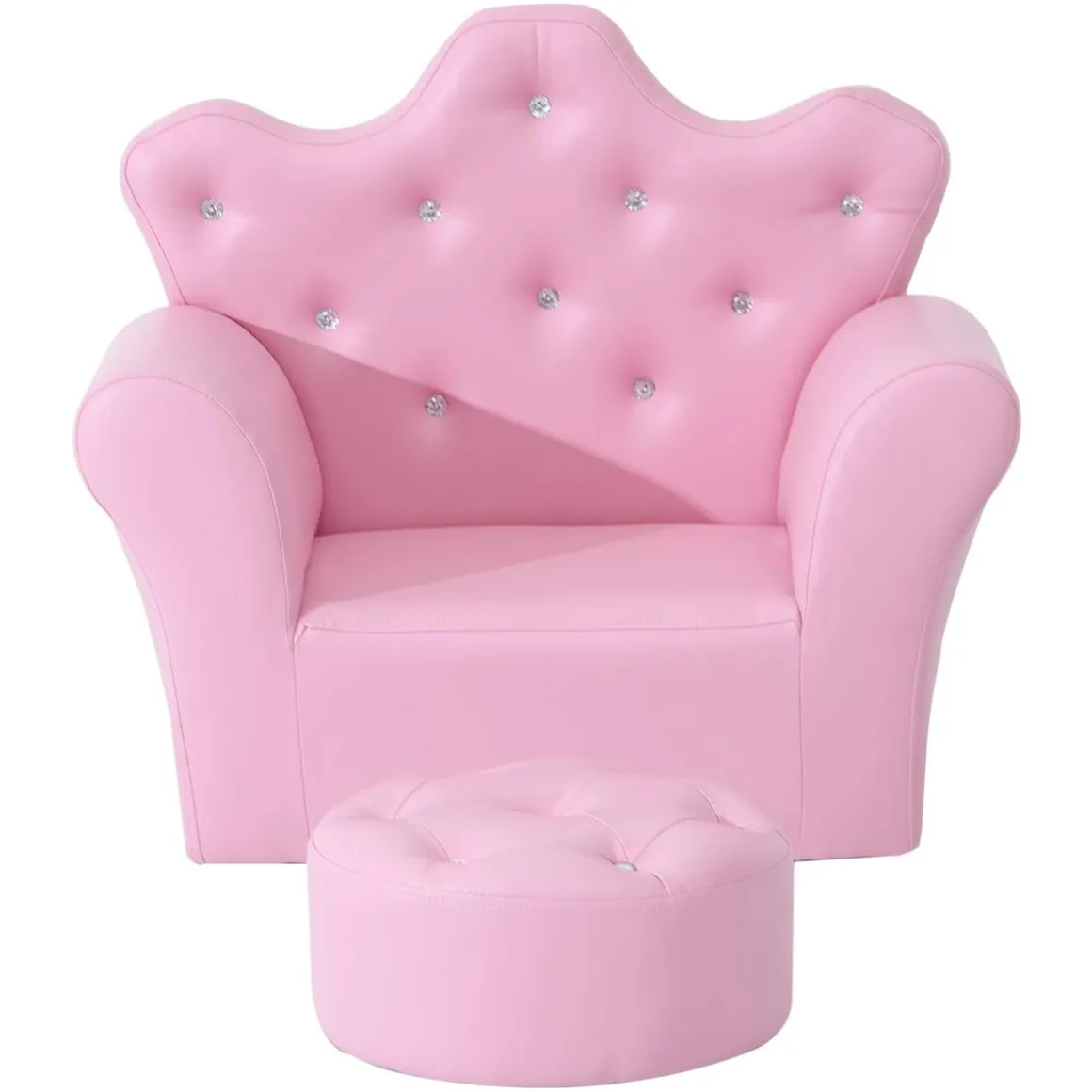 Homcom - Conjunto sillón + puff Rosa