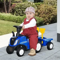 Homcom - Correpasillos Tractor con remolque y herramientas Azul