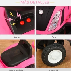 Homcom - Correpasillos Tractor con remolque y herramientas Rosa
