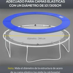 Homcom - Cubierta de protección para cama elástica Ø 305 cm azul