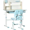 Homcom - Escritorio con estante y silla ajustable Azul y Blanco