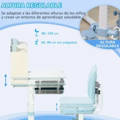 Homcom - Escritorio con estante y silla ajustable Azul y Blanco