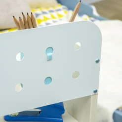 Homcom - Escritorio con estante y silla ajustable Azul y Blanco