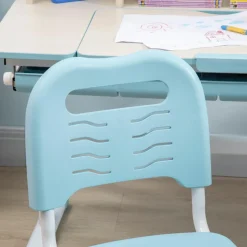 Homcom - Escritorio con estante y silla ajustable Blanco y Azul