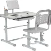 Homcom - Escritorio y silla ajustable Gris y Blanco