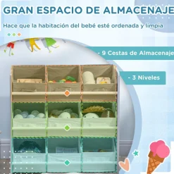 Homcom - Estantería infantil con 9 cajas Gris