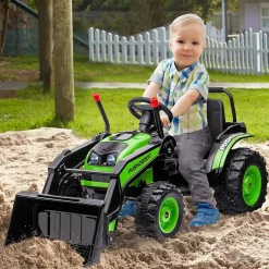 Homcom - Excavadora Tractor Vehículo de batería Verde