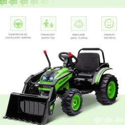 Homcom - Excavadora Tractor Vehículo de batería Verde