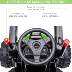 Homcom - Excavadora Tractor Vehículo de batería Verde