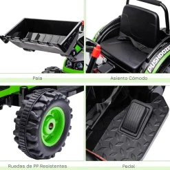 Homcom - Excavadora Tractor Vehículo de batería Verde